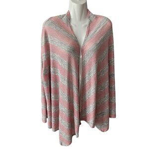 OPEN FRONT PINK & SILVER METALLIC SWEATER SIZE 2X